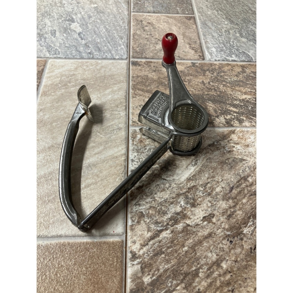Vintage Mouli Rotary Cheese Grater Red Wood Handle Made in France Patent 2271175